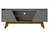 Manhattan Comfort Mid-Century Modern Marcus 53.14\" TV Stand with Solid Wood Legs - Grey & Natural