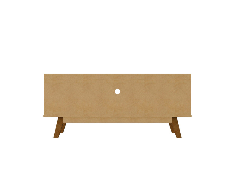 Manhattan Comfort Mid-Century Modern Marcus 53.14\" TV Stand with Solid Wood Legs - Grey & Natural
