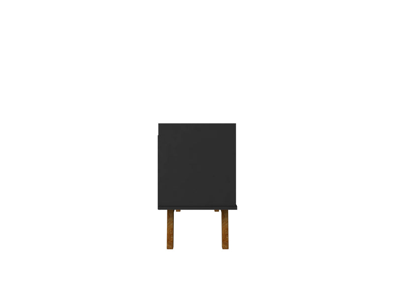 Manhattan Comfort Mid-Century Modern Marcus 53.14\" TV Stand with Solid Wood Legs - Matte Black