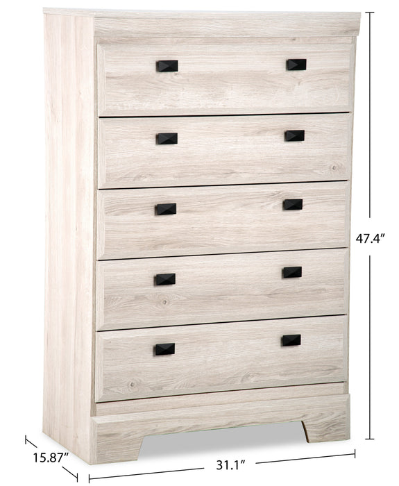 Yorkdale Bedroom Chest of Drawers, 5-Drawer, 31.1\"W x 47.4\"H, Made in Canada - White 