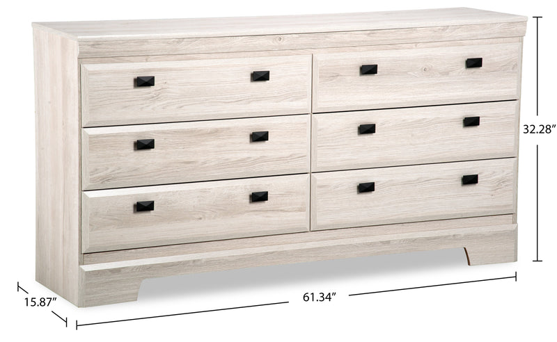 Yorkdale Bedroom 6-Drawer Dresser, 61.4\"W x 32.3\"H, Made in Canada - White 