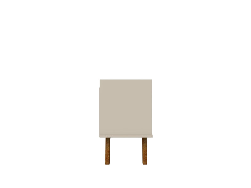 Manhattan Comfort Mid-Century Modern Marcus 62.99\" TV Stand with Solid Wood Legs - Greige & Natural