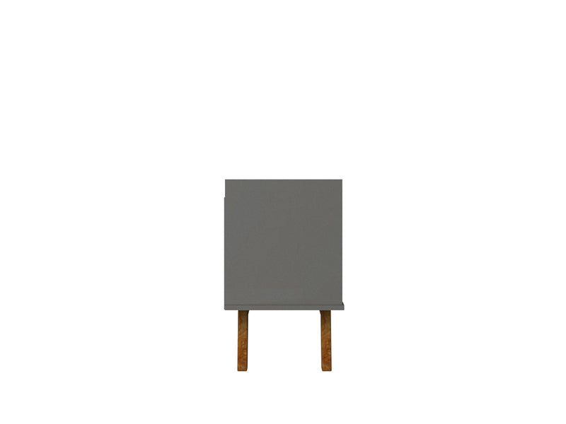 Manhattan Comfort Mid-Century Modern Marcus 62.99\" TV Stand with Solid Wood Legs - Grey & Natural
