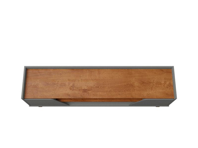 Manhattan Comfort Mid-Century Modern Marcus 62.99\" TV Stand with Solid Wood Legs - Grey & Natural