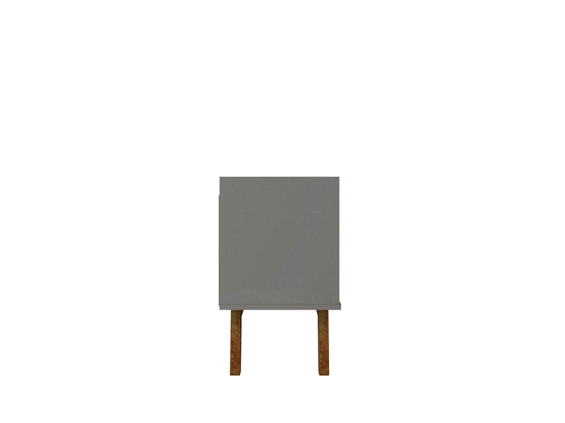 Manhattan Comfort Mid-Century Modern Marcus 70.86\" TV Stand with Solid Wood Legs - Grey & Natural