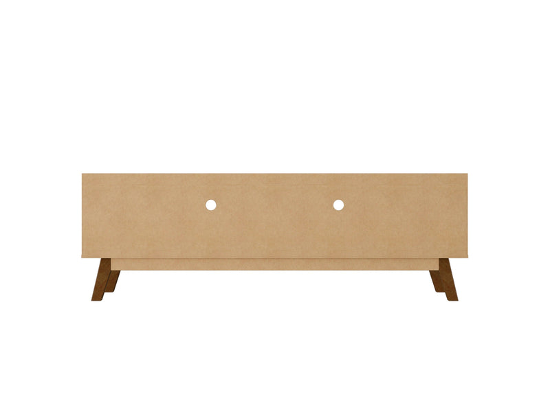Manhattan Comfort Mid-Century Modern Marcus 70.86\" TV Stand with Solid Wood Legs - Grey & Natural