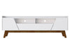 Manhattan Comfort Mid-Century Modern Marcus 70.86\" TV Stand with Solid Wood Legs - White