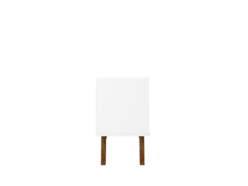Manhattan Comfort Mid-Century Modern Marcus 70.86\" TV Stand with Solid Wood Legs - White