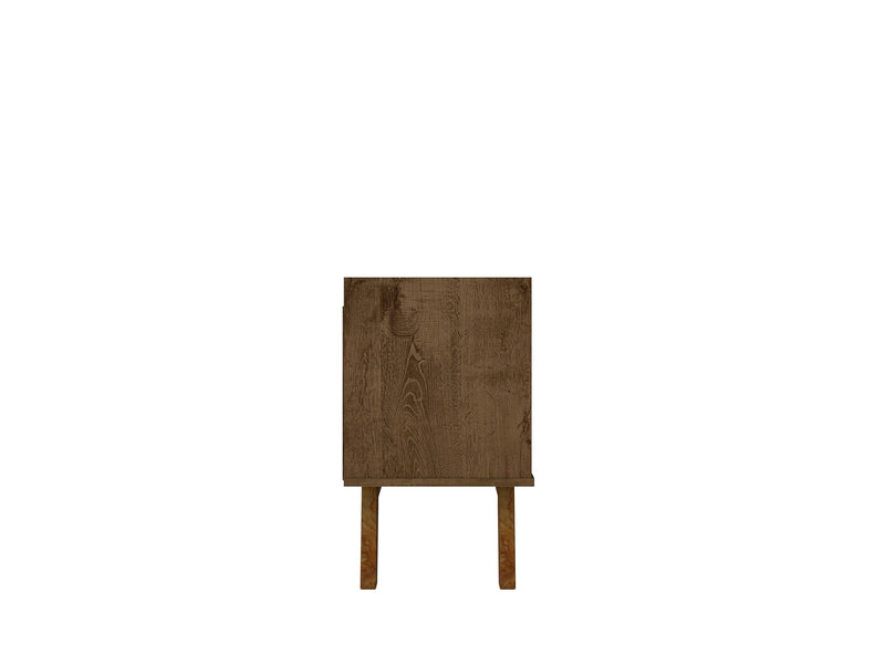 Manhattan Comfort Mid-Century Modern Marcus 70.86\" TV Stand with Solid Wood Legs - Rustic Brown