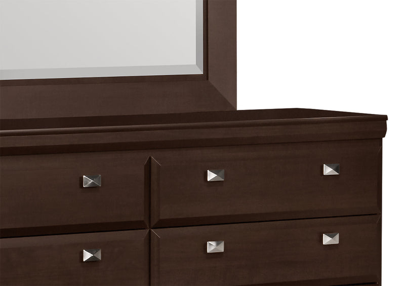 Yorkdale 6pc Bedroom Set with 12-Drawer Storage Bed, Dresser, Mirror & Nightstand, Brown - Full Size 