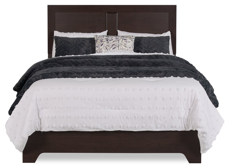 Yorkdale Panel Bed with Headboard & Frame, Made in Canada, Brown - Queen Size 