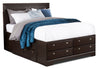 Yorkdale 12-Drawer Platform Bed with Headboard & Storage Frame, Made in Canada, Brown - Queen Size 