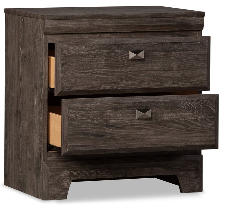 Yorkdale Bedside 2-Drawer Nightstand, 23.5\"W x 24.7\"H, Made in Canada - Grey 