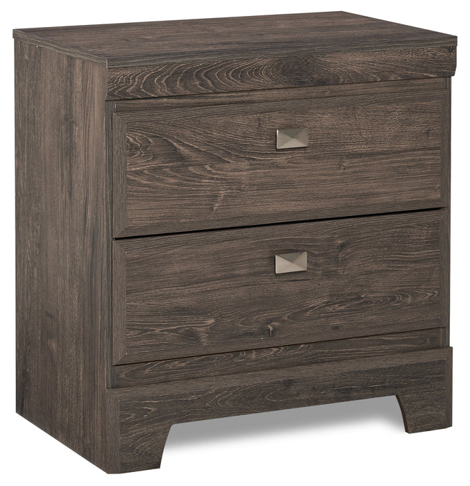 Yorkdale Bedside 2-Drawer Nightstand, 23.5\"W x 24.7\"H, Made in Canada - Grey 