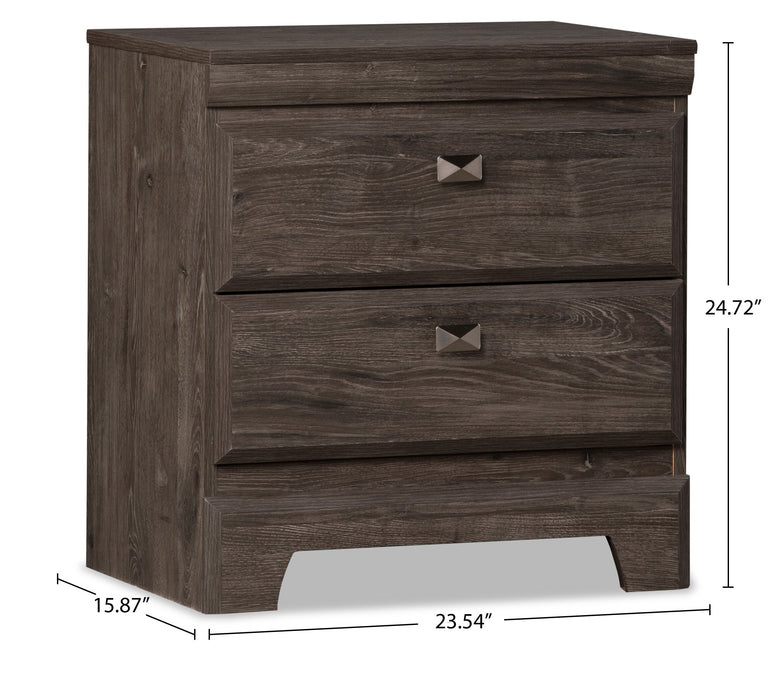 Yorkdale Bedside 2-Drawer Nightstand, 23.5\"W x 24.7\"H, Made in Canada - Grey 