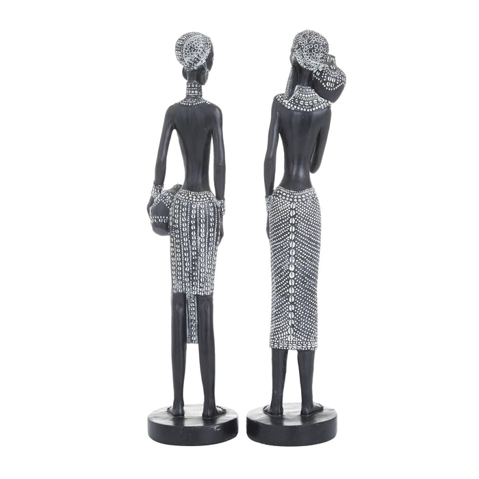 Polystyrene 14\" African Women - Set of 2