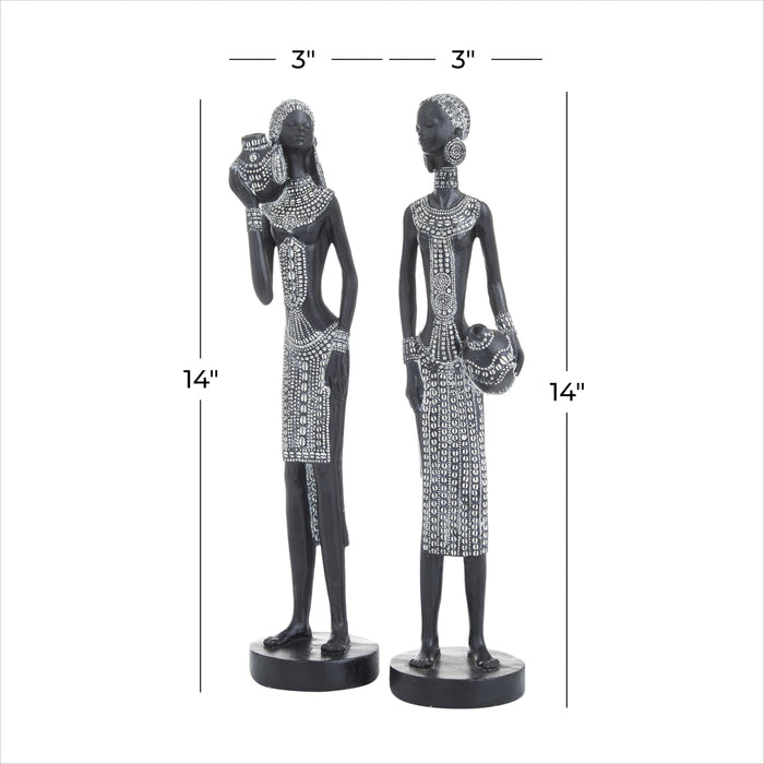 Polystyrene 14\" African Women - Set of 2