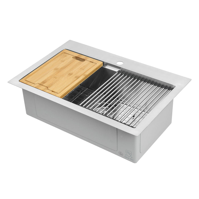 Ancona 30\" Dual Mount Workstation Kitchen Sink - AN-33105
