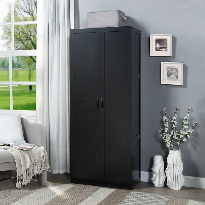 Manhattan Comfort Hopkins Modern Freestanding Storage Closet with 7 Shelves - Black