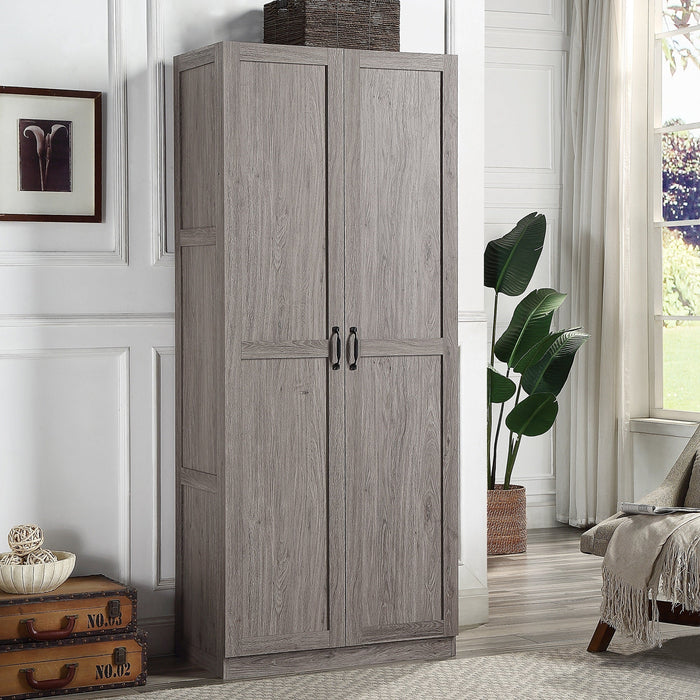 Manhattan Comfort Hopkins Modern Freestanding Storage Closet with 7 Shelves - Grey