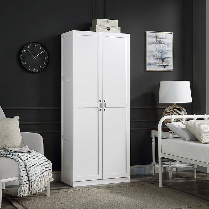 Manhattan Comfort Hopkins Modern Freestanding Storage Closet with 7 Shelves - White