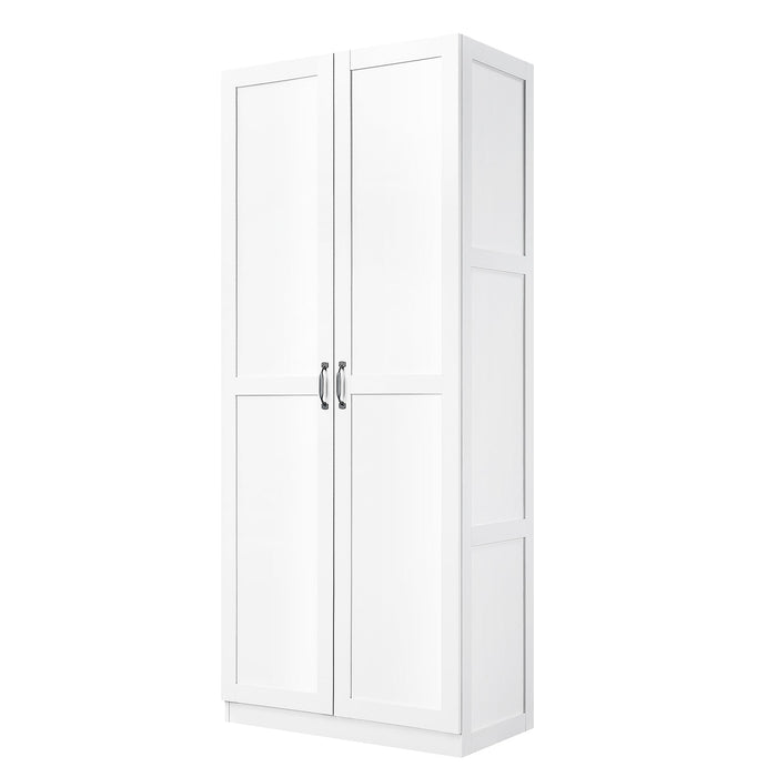 Manhattan Comfort Hopkins Modern Freestanding Storage Closet with 7 Shelves - White