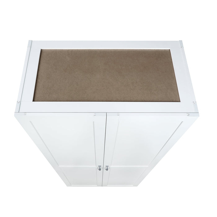 Manhattan Comfort Hopkins Modern Freestanding Storage Closet with 7 Shelves - White
