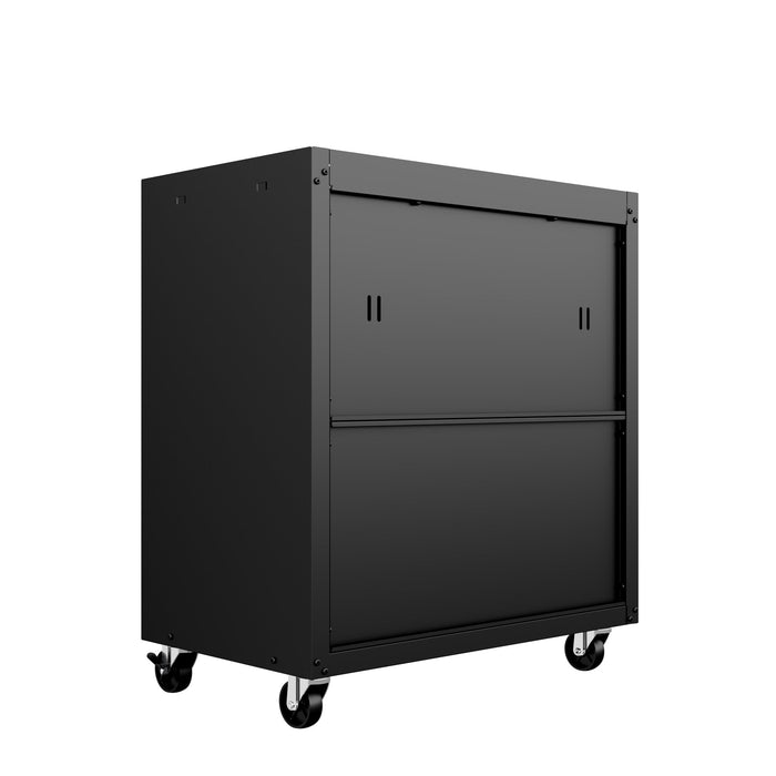 Manhattan Comfort Fortress Textured Metal 31.5\" Garage Mobile Cabinet with Drawer & 2 Adjustable She