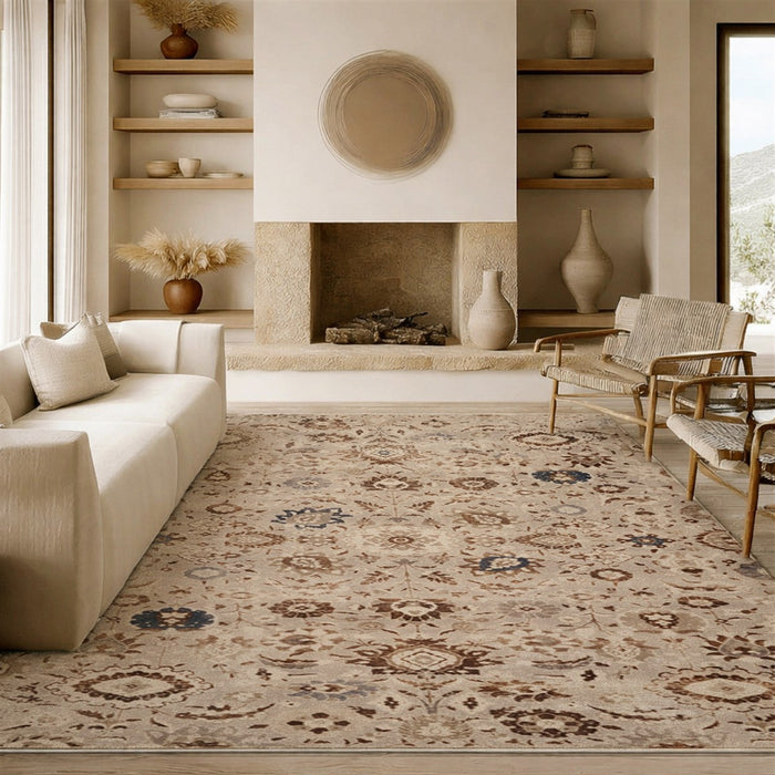 Lunelle Traditional Grey Washable Rug 6'7\" x 9'0\" Indoor Area Rug 