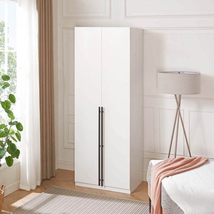 Lee Modern 32\" Wardrobe Closet in White Armoire 