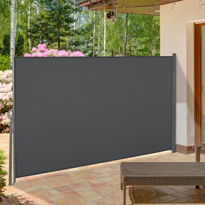 Outsunny 118\" X 63\" Retractable Side Awning Patio Outdoor Folding Privacy Screen With Resistance To 