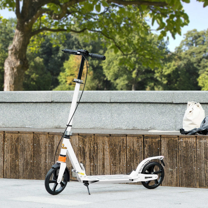 Qaba Kids Scooter, Foldable Kick Scooter With 4 Adjustable Heights, Shock Absorption, Double Brakes, Gift For Boys & Girls Ages 6-12 Years, White