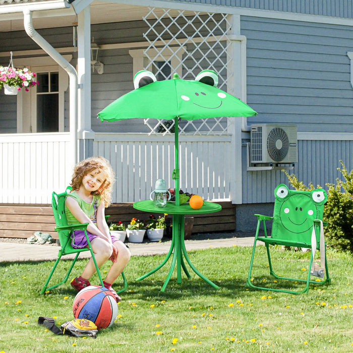 Outsunny Kids Folding Picnic Table And Chair Set Pattern Outdoor Garden Patio Backyard With Removabl