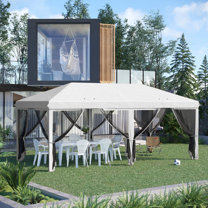 Outsunny 10' X 20' Pop Up Canopy Tent, Instant Canopies With 6 Removable Mesh Sidewalls, Carry Bag -