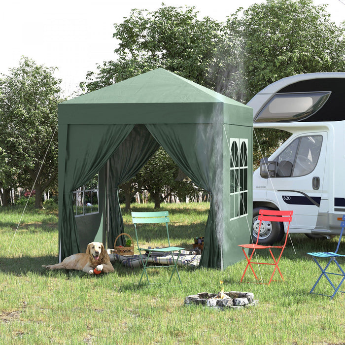 Outsunny 6.6'x6.6' Pop Up Gazebo Canopy Tent With Sidewalls, Instant Sun Shelter, With Carry Bag, Fo