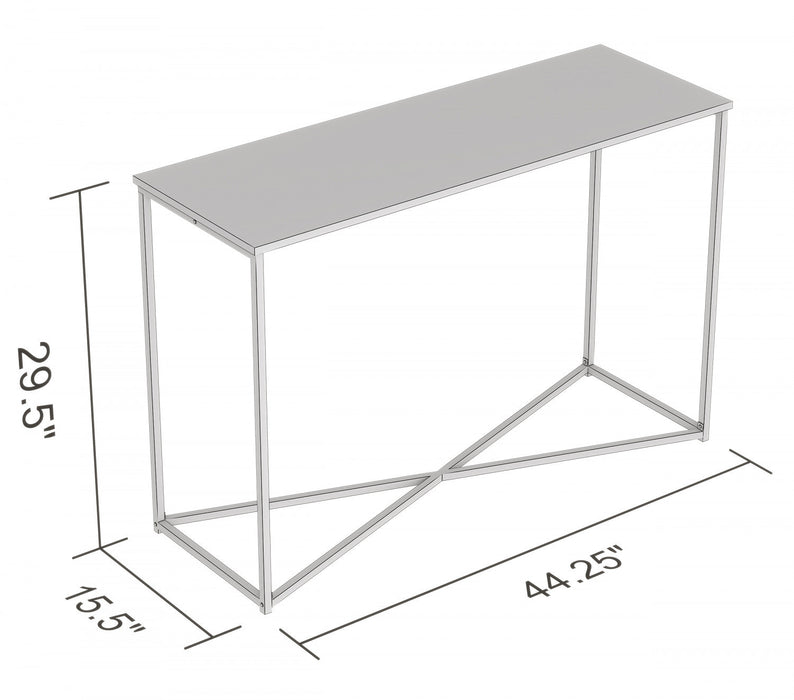 44” Console Table - Brown Reclaimed Wood With Black Metal Base 