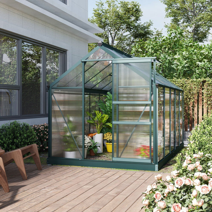 Outsunny 10.2' X 6.3' X 6.6' Clear Polycarbonate Greenhouse Large Walk-in Green House Garden Plants 