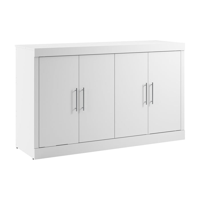 Bestar Pur 69 W Full Cabinet Bed with Mattress - White