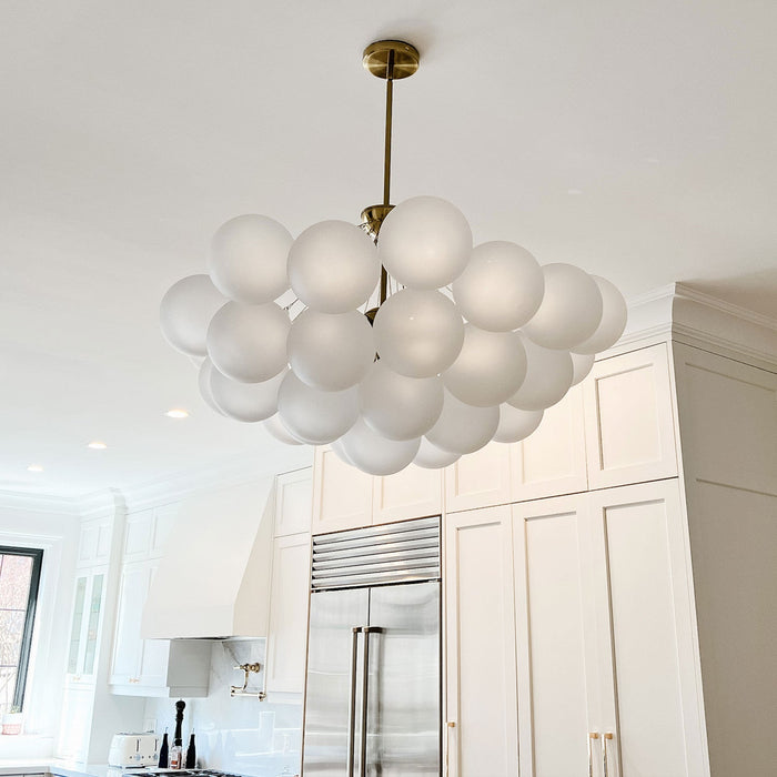 Dainolite Miles 8 Light Chandelier Aged Brass Frosted White Glass Lamp