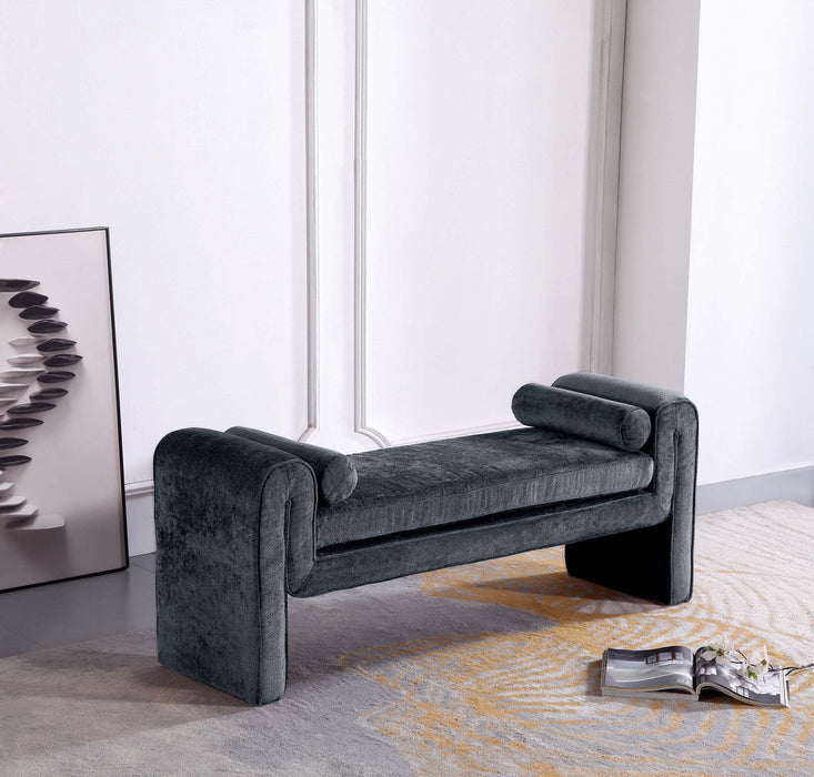 Concord Modern Glam Chenille Accent Bench in Black 