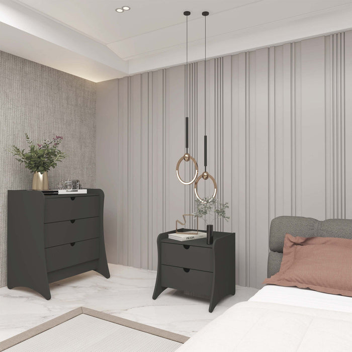 Coney Mid-Century Modern 2-Piece Dresser Set in Charcoal Gray 