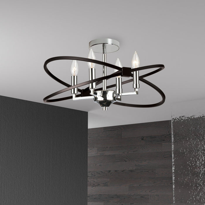 Dainolite Paloma 4 Light Semi-flush Mount Polished Chrome Matte Black Finish Lamp