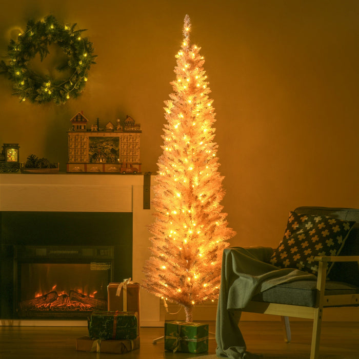 Homcom 6' Prelit Artificial Christmas Tree With Warm White Led Lights