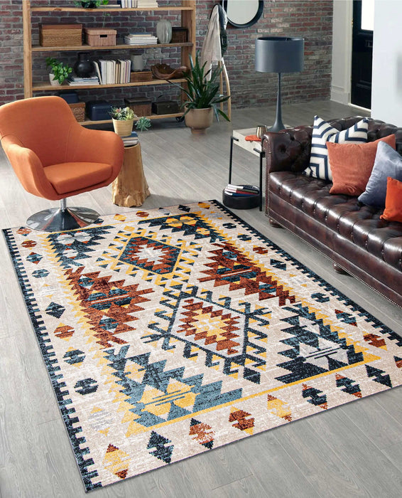 Mosaic Taupe/Copper Machine Washable Area Rug - 8'0\" x 10'0\"