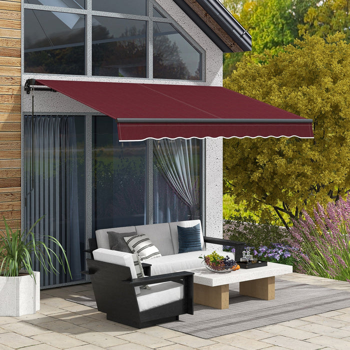 Outsunny 10' X 8' Patio Retractable Awning Sunshade Shelter, Wine Red