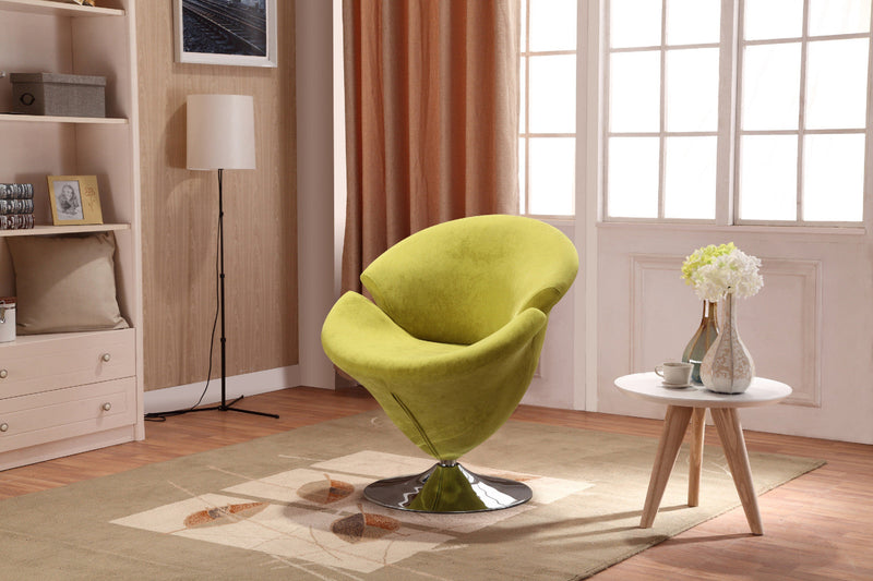 Tulip Modern Velvet Swivel Lounge Chair in Green - Set of 2 