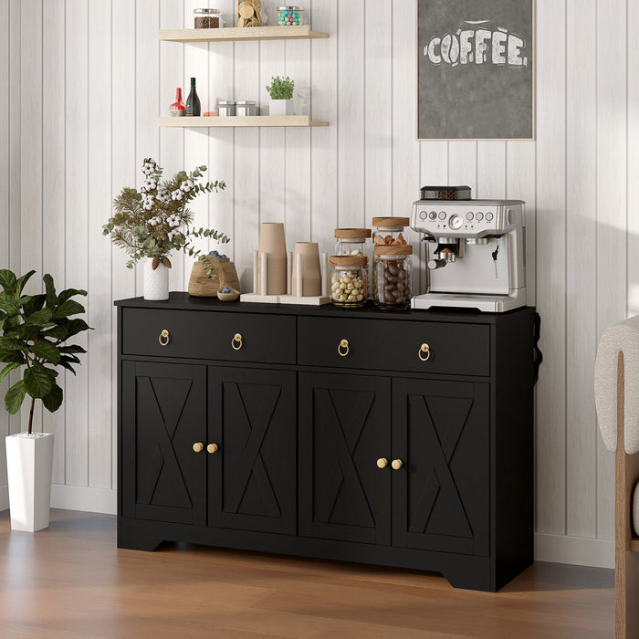 HOMCOM Sideboard Buffet Cabinet, Kitchen Cabinet with Drawers, Black