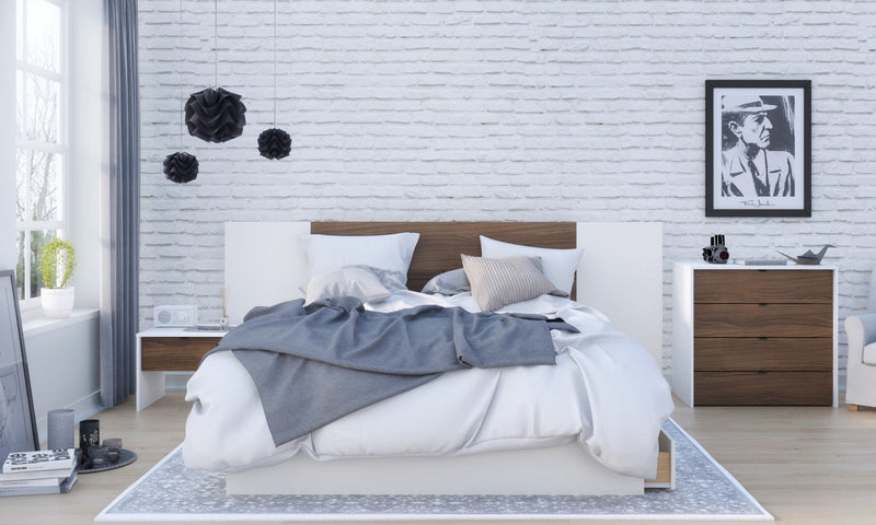 Nordika Nightstand - White/Walnut 