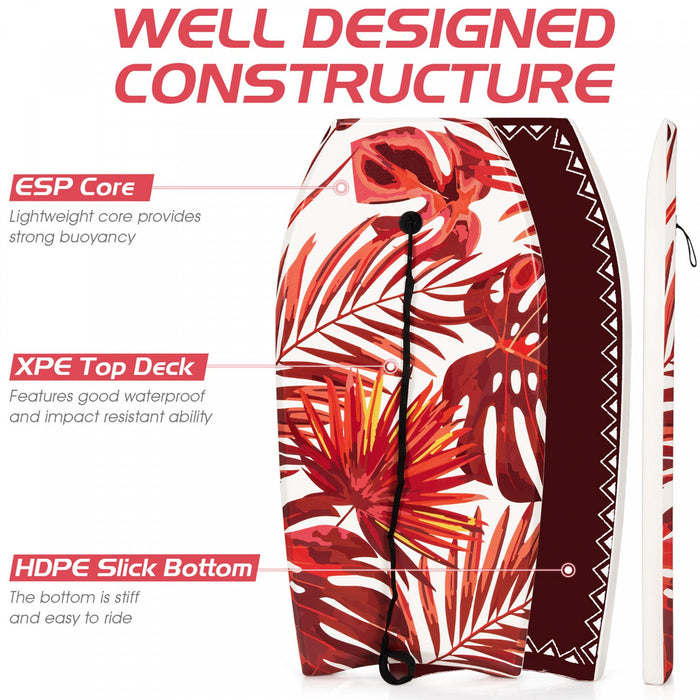 Costway 41" Bodyboard Lightweight Surfboard W/wrist Leash Fin Eps Core For Kids & Adults