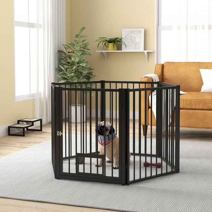 Pawhut Dog Playpen, 30\"h Pet Playpen, 6 Panels Puppy Exercise Pen Heavy Duty With Dog Gate & Cat Doo
